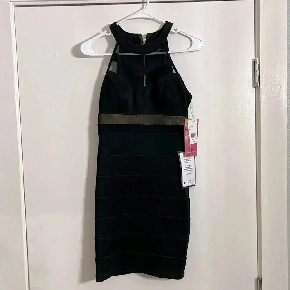 NWT Emerald Sundae Junior Size Small Semi Formal Short Black Dress NWT - Picture 1 of 8